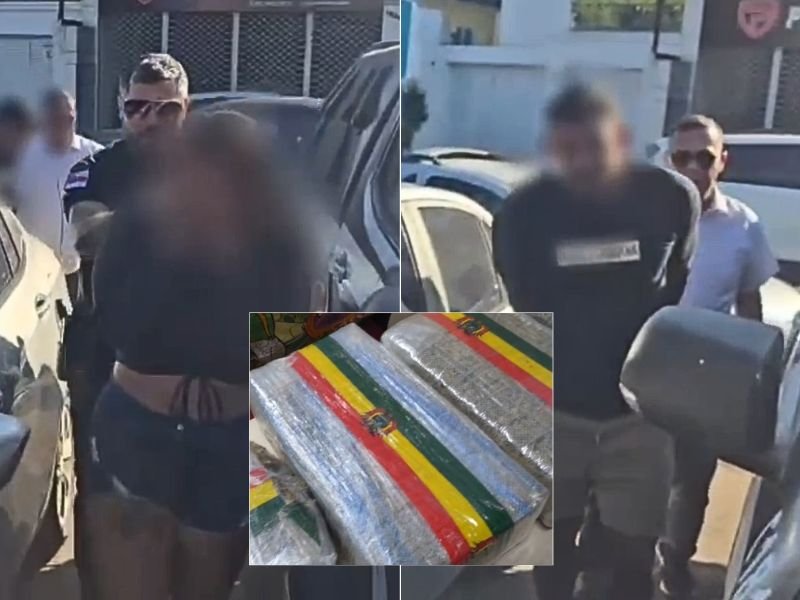 Imagem mostra prisão do casal por tráfico de drogas